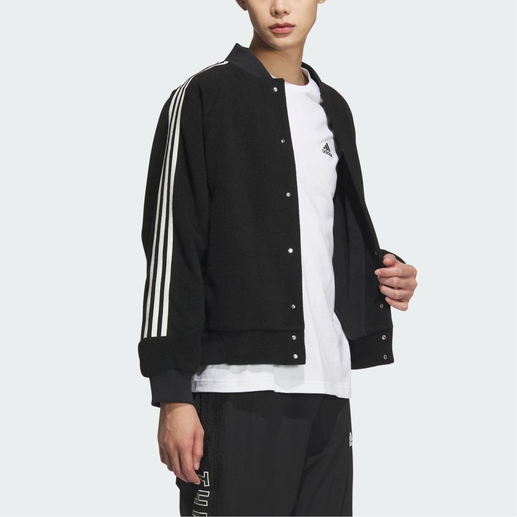 Adidas FW24 3-Stripes Warm Series Loose Casual Long Sleeve Jacket Unisex Jacket Black JI6638