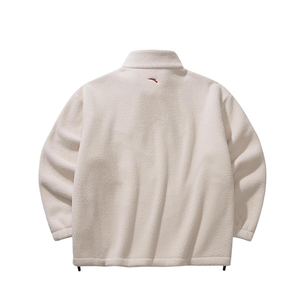 ANTA Men's American Retro Polar Fleece Stand-Collar Jacket Beige 972541708-1