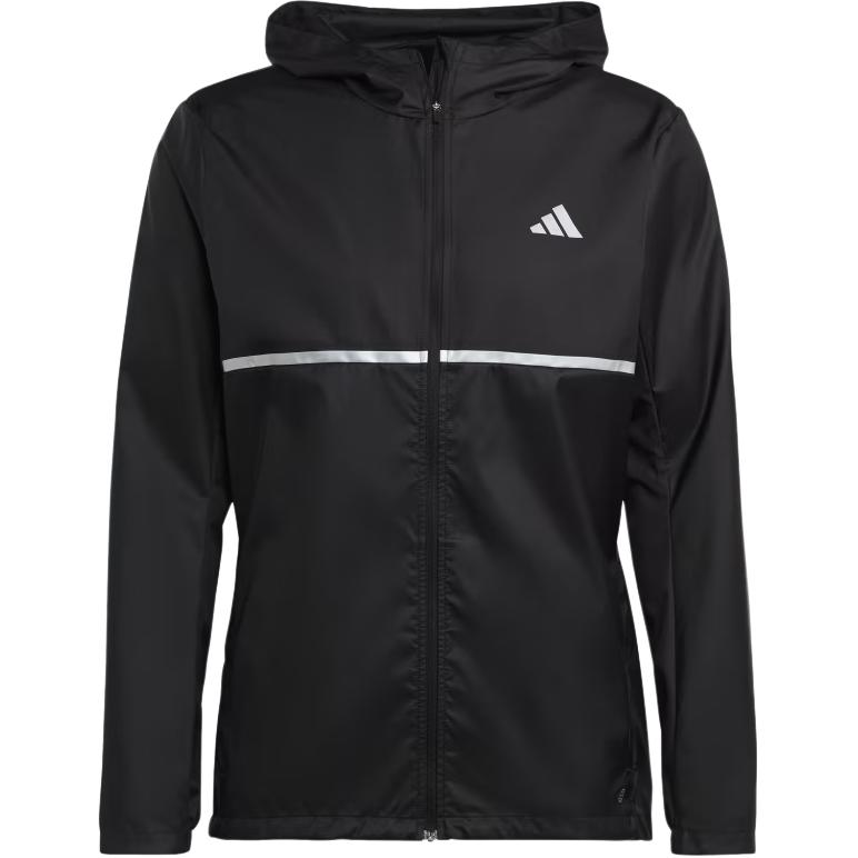 Adidas Logo Print Reflective Stripe Running Hooded Jacket Men Outerwear Black HM8435
