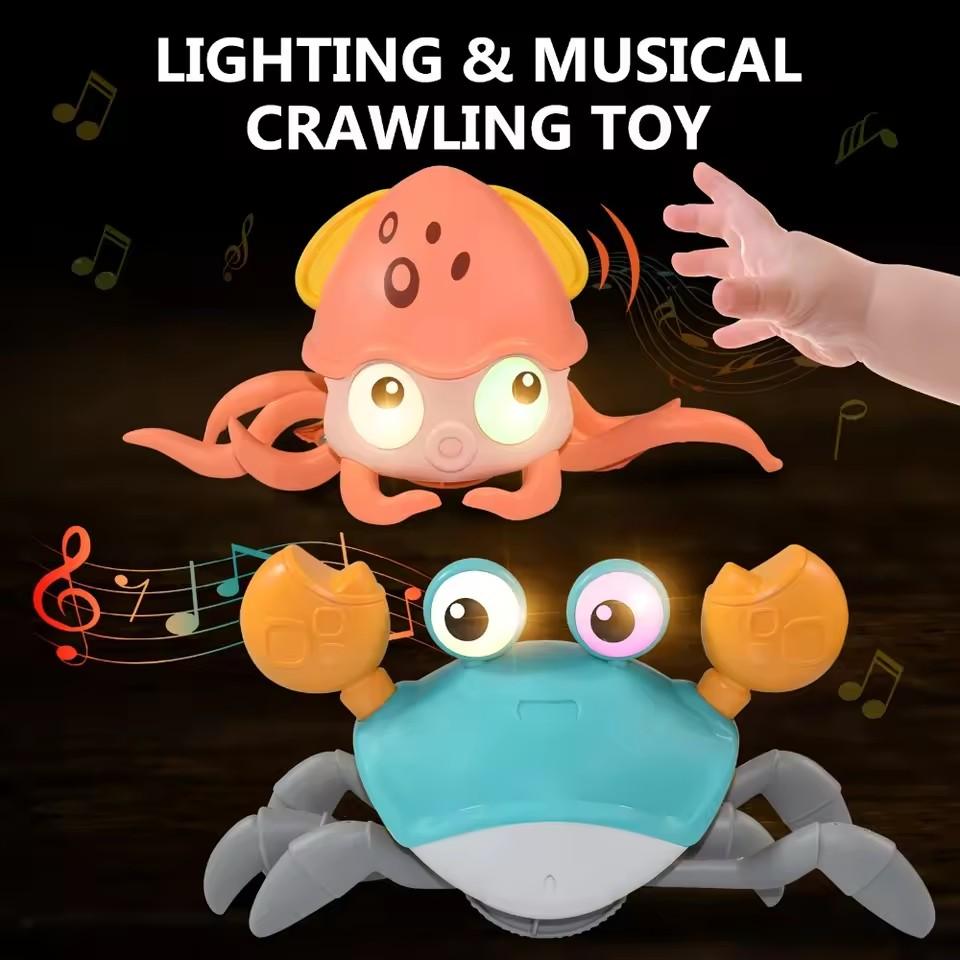 Children Induction Escape Octopus Crab Crawling Toy Infant Electronic Pets Musical Playthings Learning Christmas Gift Idea Baby Toddler Moving Toy