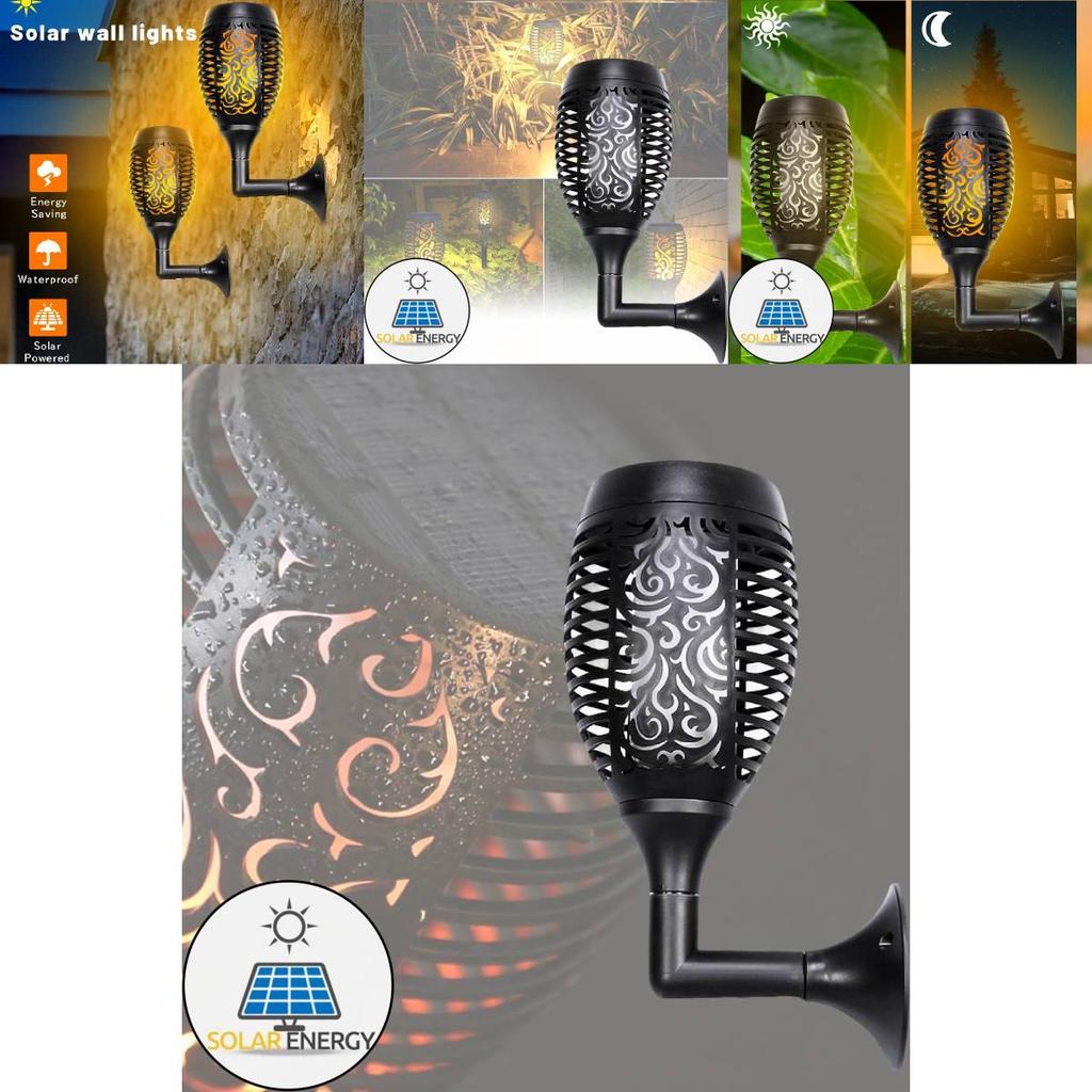 Waterproof Led Solar Flame Wall Torch Light For Outdoor Patio And Garden Ip44