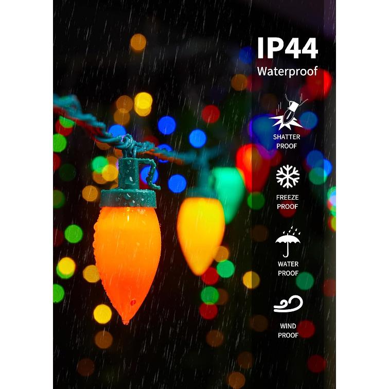 C9 Christmas Lights Outdoor Waterproof, 81 Feet 100 LED C9 String Lights with Timer & 8 Light Mode, Connectable Christmas Tree Lights for Indoor