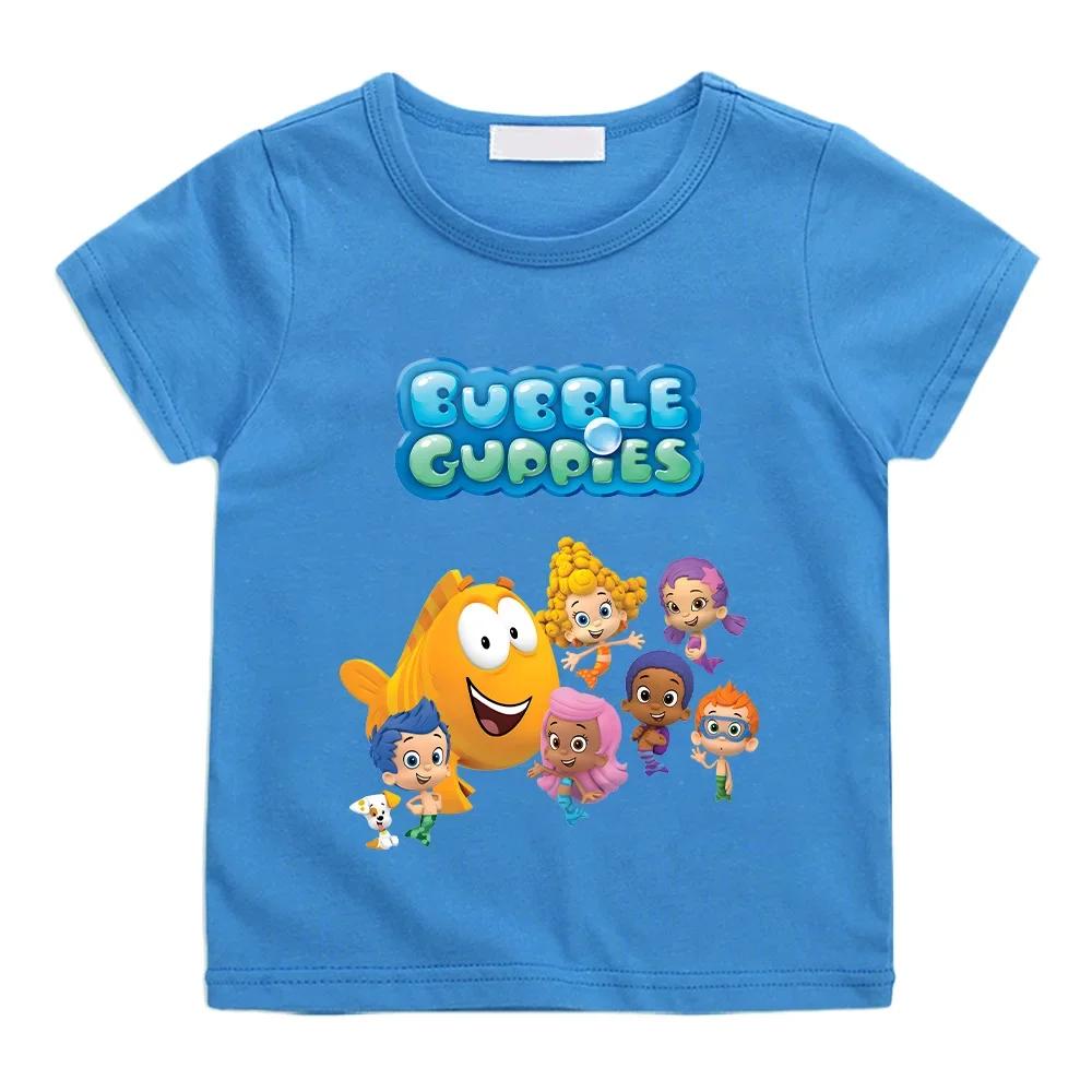 Bubble Guppies T-shirts Children's Cotton Tshirts Boys Girls Tees Kawaii Kids Tshirt Short Sleeve Top Funny Fashion Tees Clothes