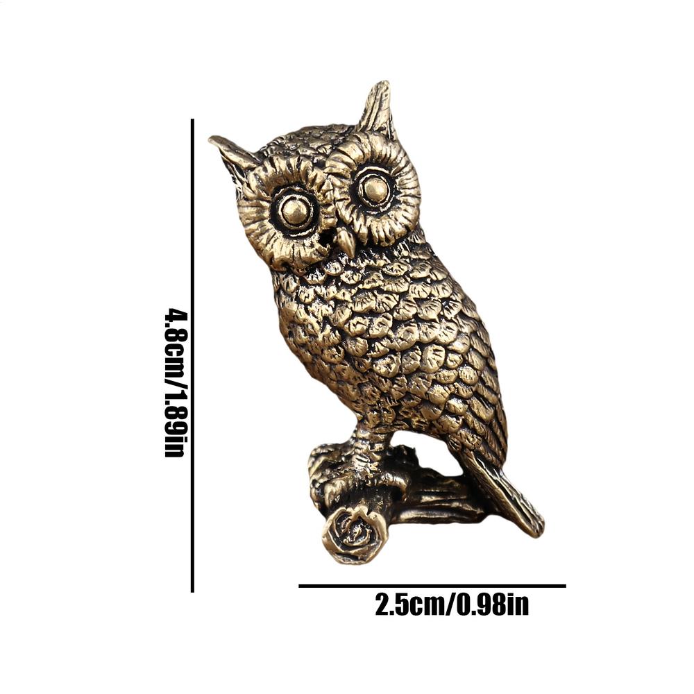 Owl Figurine Decorative Brass Bird Sculpture 1.89 Inches Owl Figurines for Living Room Study Room Shelf Table Porch Entryway