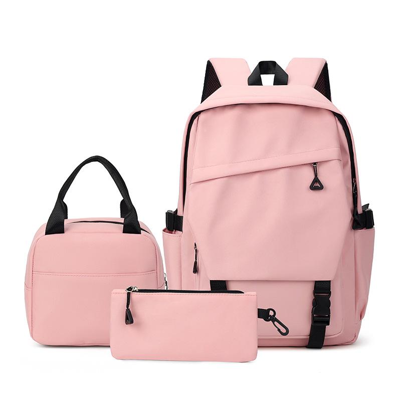 3pcs/set Campus Student Backpacks, Boys Girls School Bags for Teen Men Women Tote Bag and Clutch Pocket , Solid Color Travel Bag