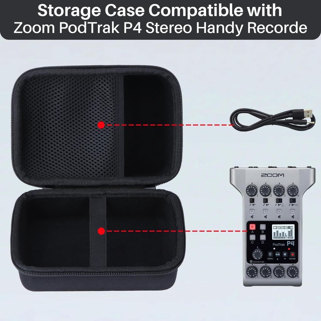 Lebakort Storage Case Compatible with Zoom PodTrak P4 Podcast Recorder