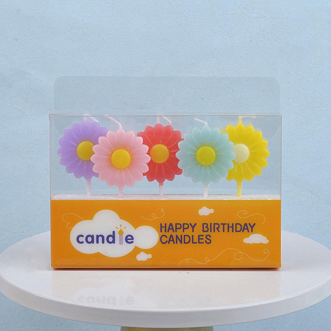 

Красочная свеча в виде цветка ромашки для украшения торта на день рождения, для детской корейской вечеринки, белая свеча в виде подсолнуха для десерта