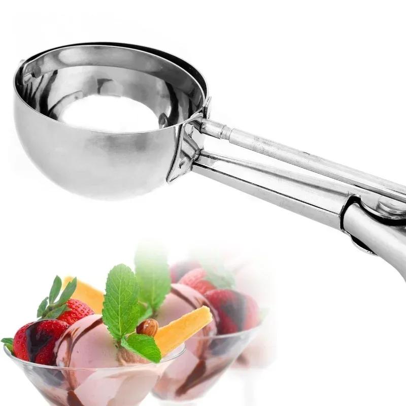 Stainless Steel Ice Cream Scoop with Trigger, 4,5,6cm, Cookie Scoop Spoon, Cooking Tools, Ice Cream Decorating Tool