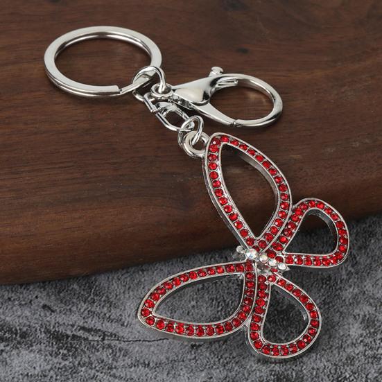 Rhinestone Butterfly Keychain Pendant Lightweight Keychain with Rotating Lobster Clasp Metal