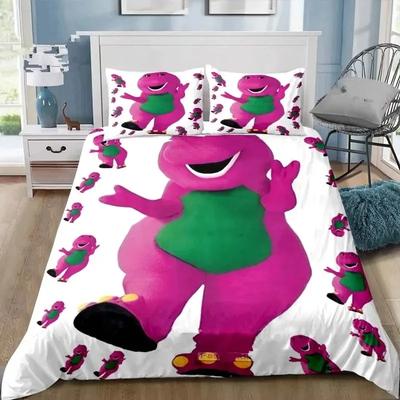 3D Print Barney Cartoon Friends Bedding Set Double Twin King Duvet Cover Comforter Pillowcase Boys Girls Adults Bedroom