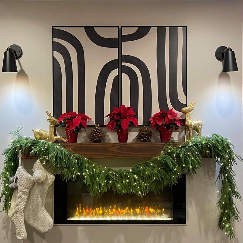 WTEMPO Christmas Wreath Fake Pine Tree Flower Vine for Fence Fireplace Decorations Christmas Indoor Outdoor Decorations Christmas Tree Decorations