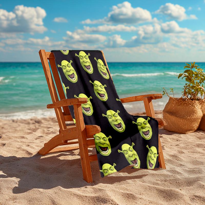1pc Shrek4 Beach Towel, Comfortable and Thick, and Swimming/Bath/Picnic/Camping Towel, Suitable for Seaside Beaches