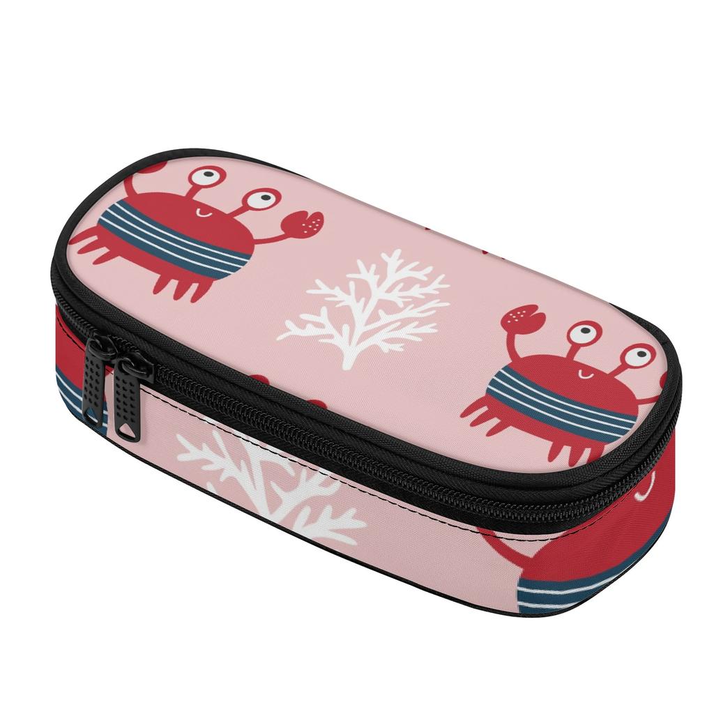 Pen Pencil Organizer Printed Durable 300D Polyester Easy Open Zipper with Main Compartment Mesh Pocket and Pen Slots for Students
