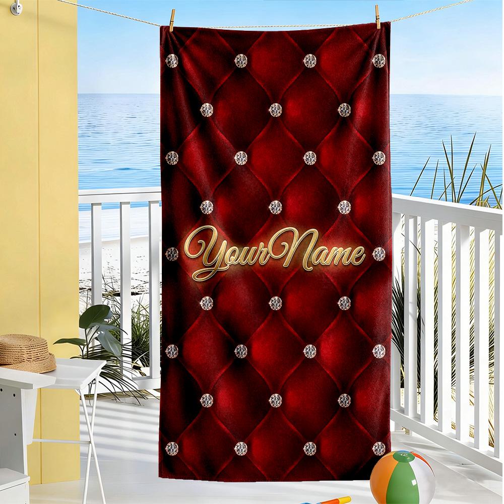 Rose Customize Text Beach Towel Super Soft & Absorbent Ideal for Travel Outdoor Swim Pool Yoga Surf Camping Hiking Gym Gift Holiday