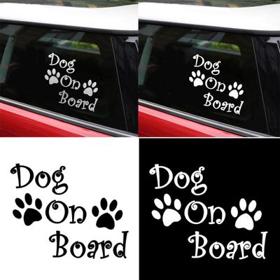 Funny Dog On Board Paw Print Cool Car Decal Decor Window Helmet Laptop Sticker