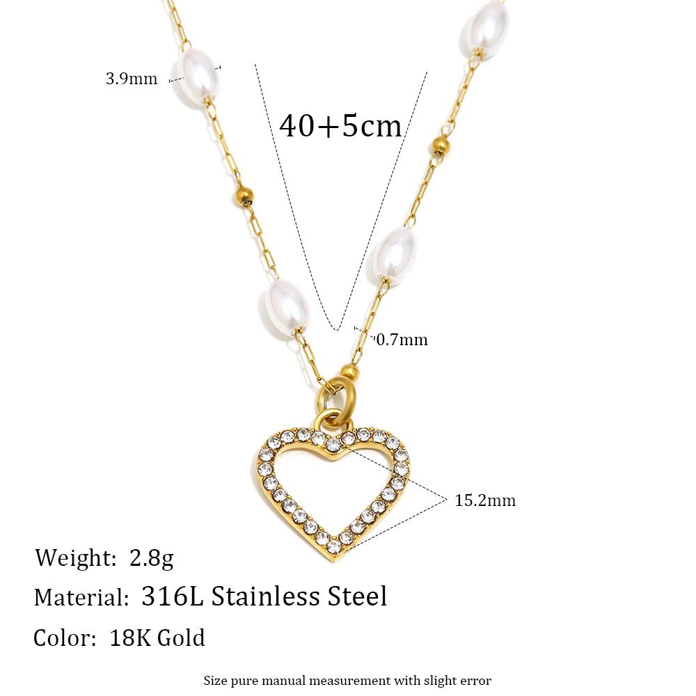 

MamacitaSlay 316L Stainless Steel Pearl Zircon Necklace 18K Gold Plated Waterproof Necklace Women s Unique Cool Necklace Gifts 45cm