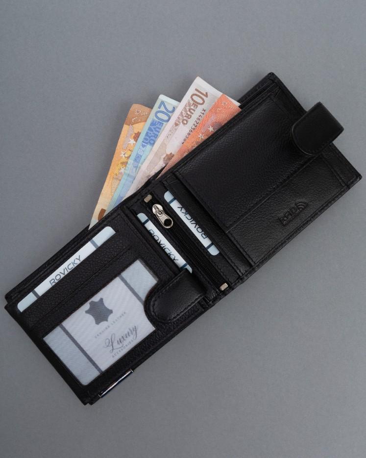 Men's Leather Wallet N992L-PDM-RON-BP-9137 Black