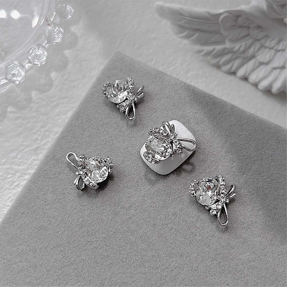 

4Pcs/set Metal Nail Art Drills Bow Nail Decorations Bowknot Nail Rhinestones Nail Salon A01