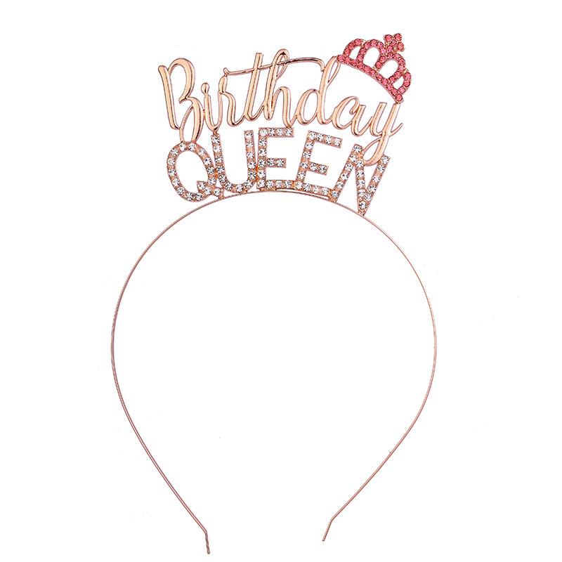 

Stylish Metal Crown Birthday Queen Headband Set - Narrow Hair Accessories