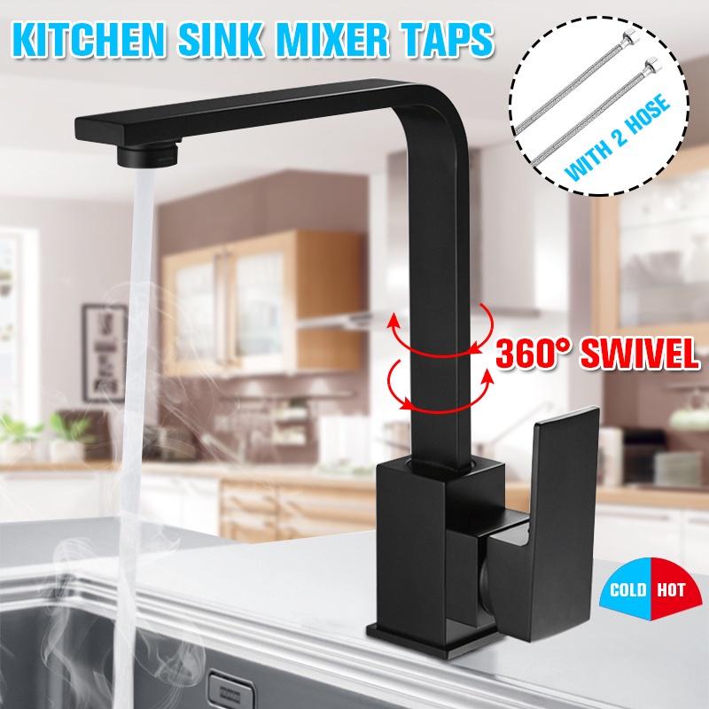 

360° Rotation Kitchen Faucet Black Drinking Water Single Hole Hot And cold Pure Water Sinks Deck Mounted Mixer Tap