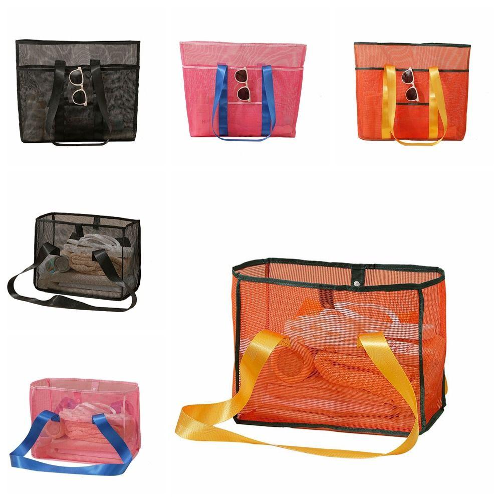 Foldable Mesh Shoulder Bag Light Weight Toiletry Storage Bag Reusable Swimming Handbag  Outdoor