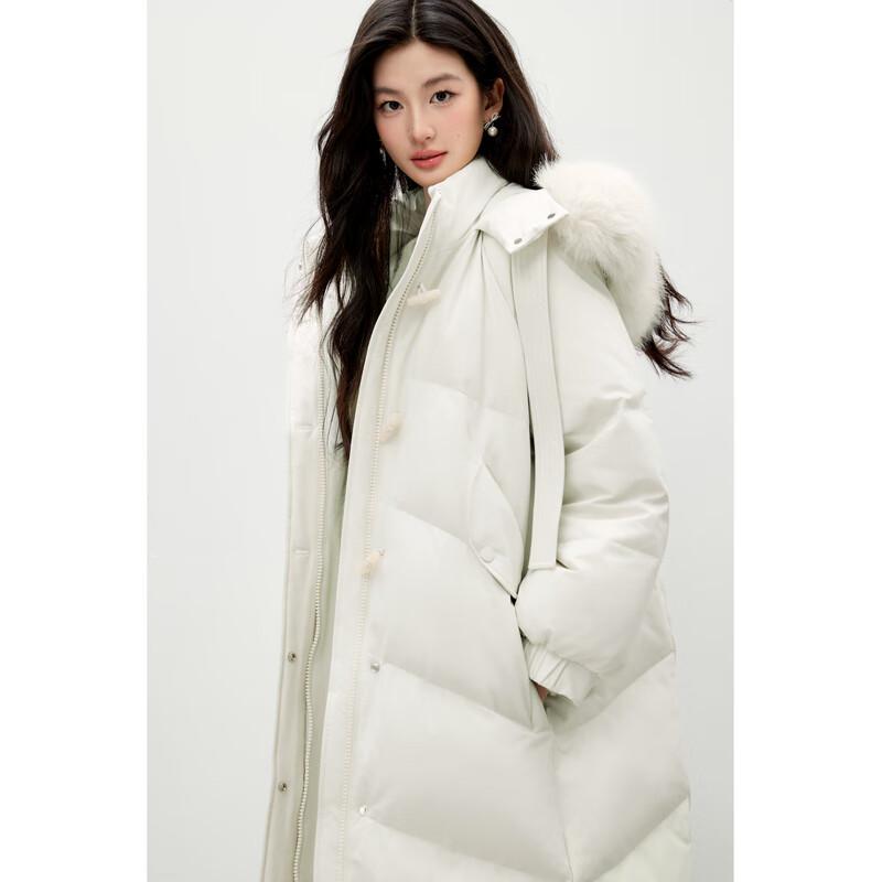 

Women s Elegant Long Hooded Toggle Down Jacket L