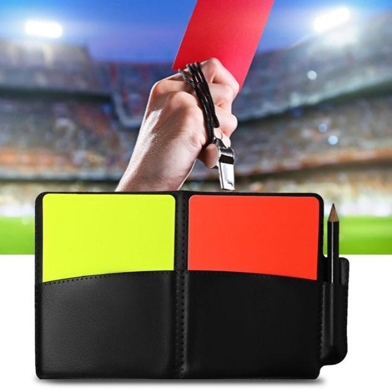 Soccer Referee Red Yellow Cards Set with PU Wallet Football Match Referee Tool