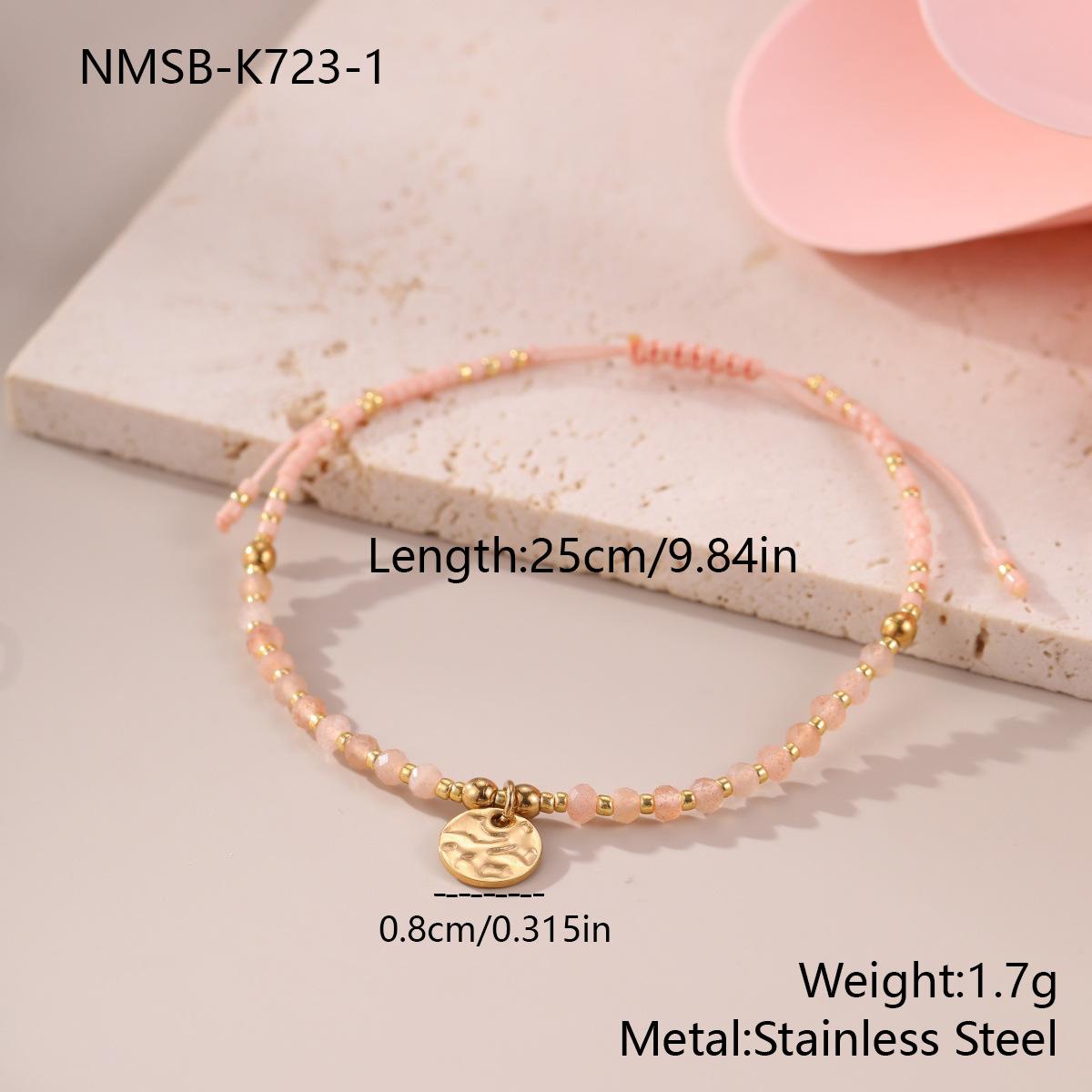 GEMCHIC Women s Geometric Beaded Bracelet with Gold Disc Charm, Adjustable String Bracelet for Daily Wear