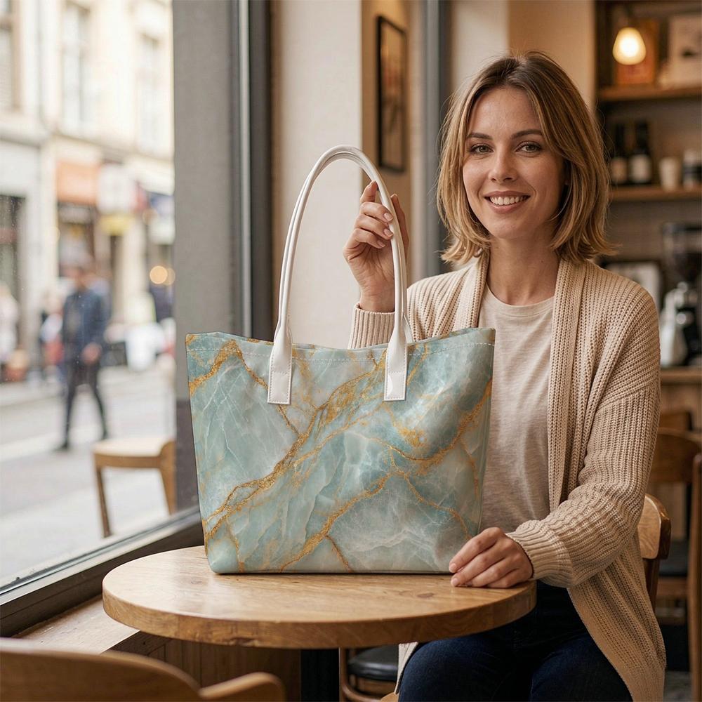Marble Pattern Tote Bag Light Luxury Fashion Portable Shoulder Bag for Daily Use
