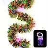 1pc 16 Ft Christmas Tinsel Garland Metallic Shinny with LED Lights Tree Thick Hanging Decorations for Xmas Party Indoor