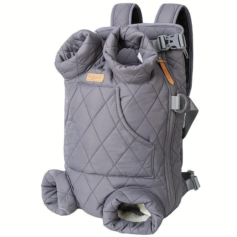 

Cozy Pet Carrier Backpack for Dogs - Fleece-Lined, Front Legs Out, Hands-Free Design for Hiking & Travel. серый