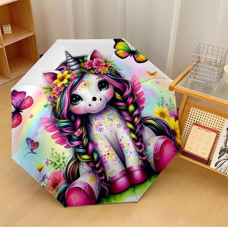 

Starry Unicorn Printed umbrella windproof folding umbrella portable sun and rain umbrella suitable for gifting