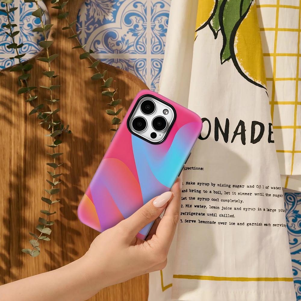 Pink Blue Gradient Swirl Phone Case for IPhone 17AIR 16E 16 15 14 13 12 11 17 Pro Max Plus Double-layer Back Cover