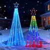 Outdoor Solar Five Point Star Waterfall LED String Lights Christmas Tree Top Garden Decoration Multicolor