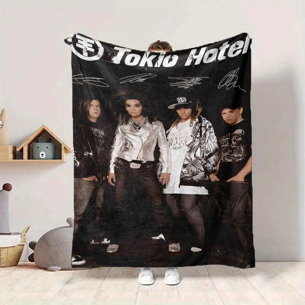 1pc Tokio Hotel Merchandise Blanket Soft All Season Throw with Vibrant Design, Perfect for Home, Travel, and Gifts, Ideal for Naps and Camping