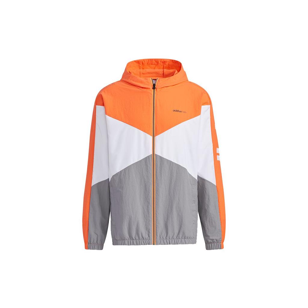 Adidas Pánská bunda s kapucí Neo Color Block s vyšívaným logem Pánská bunda Oranžová GP5701
