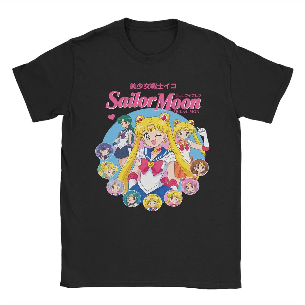 Sailors Moons Adventures T-Shirt for Men Women Vintage Cotton Tees Crewneck Short Sleeve T Shirts Summer Clothing