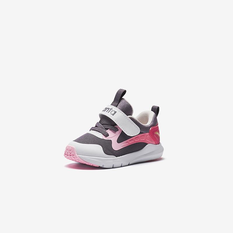 Anta Kids Mesh Comfortable Versatile Anti-Kick Shock-Absorbing Low-Top Walking Shoes Baby Shoes Light-Gray A22440061-2