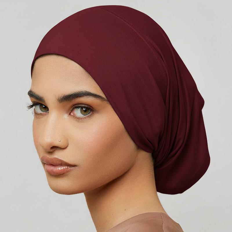 1pc Solid Color Ethnic Style Turban For Women Girls Elastic Ribbon Head Scarf Beanie Hat Fashion Hair Accessories