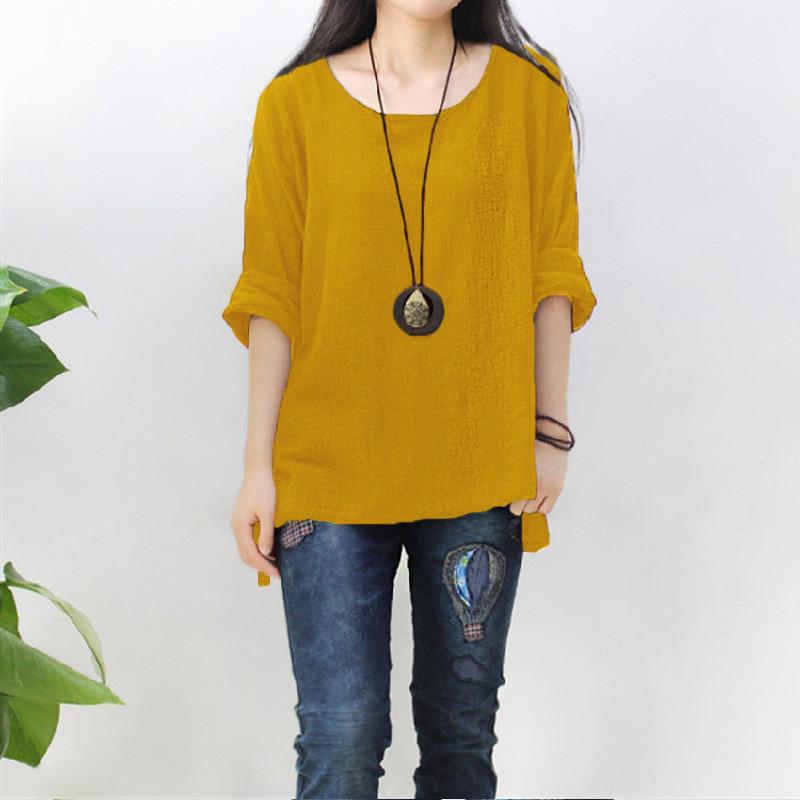 Women's Casual Vintage Cotton Linen Loose Long Sleeve Shirt For Effortless Style