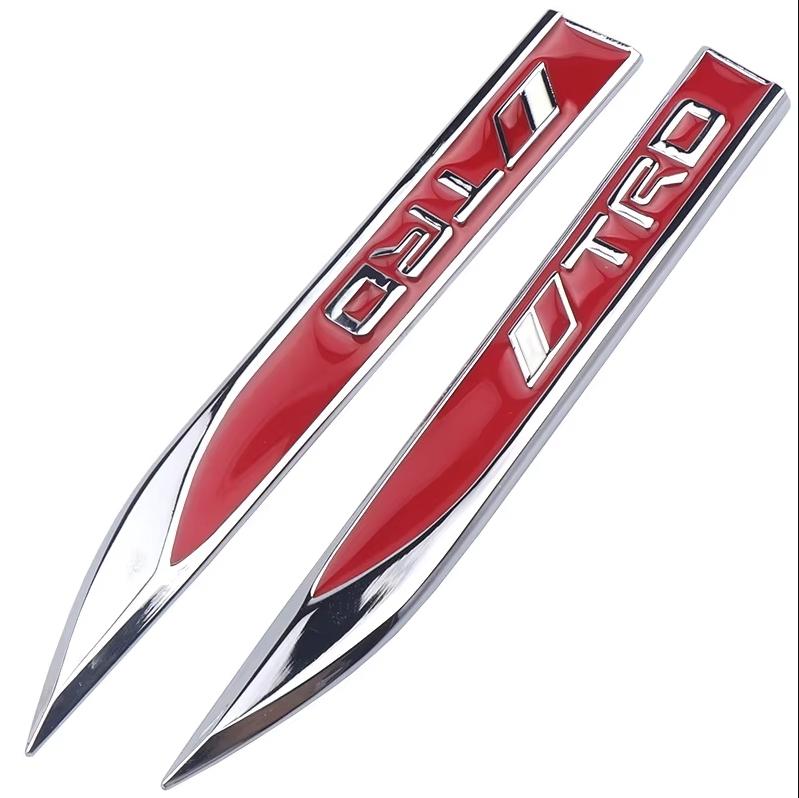 2Pcs Car 3D Metal Sticker Fender Side Body Decor Badge Decal For Toyota TRD Corolla Camry Rav4 Corolla Yaris Cross Auris