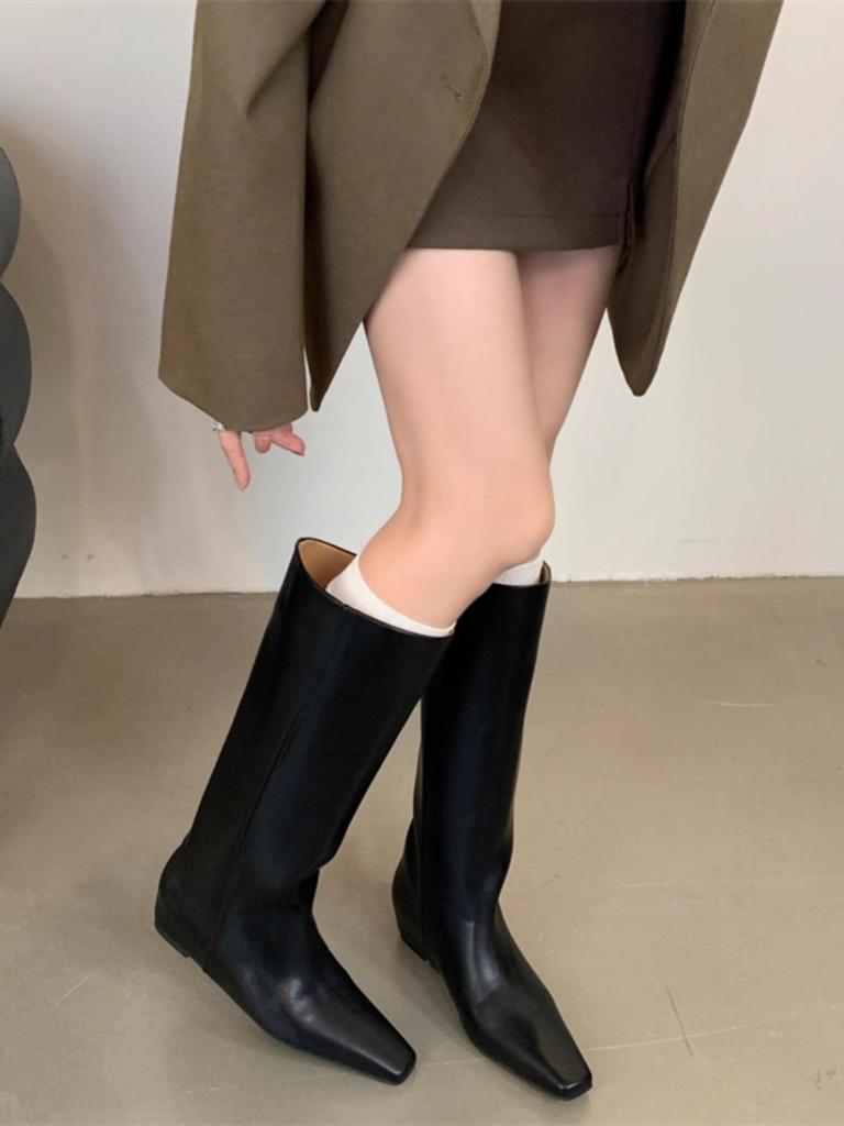 2025 Höst/Vinter Dam Svarta Retro Spetsiga Knähöga Högklackade Ridstövlar