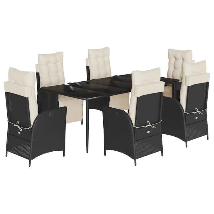 VidaXL Garden Dining Set with Cushions 7 Pcs, Table and Chairs with Adjustable Backrest, Outdoor Furniture, 3213383