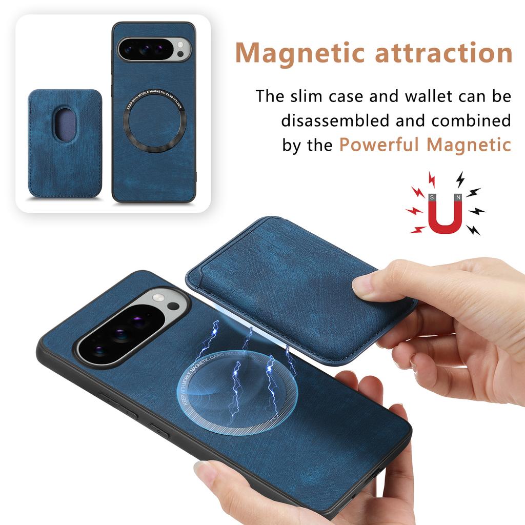 For Google Pixel 10 Pro XL Case Magnetic Case Leather Back Cover with Detachable Card Holder
