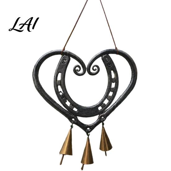 Perfect Love Decorative Bells Vintage Metal Heart Shape Wind Chimes Pendant Retro Distressed Three Soft Sound Chimes Waterproof Rust-Proof чёрный