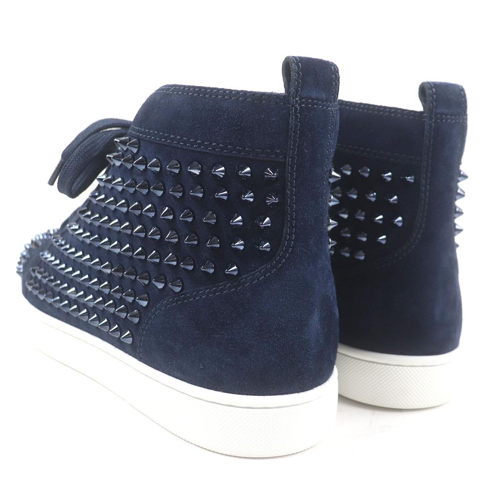 Pristine Christian Louboutin High Cut Sneakers LOUIS FLAT Navy Suede Leather  Used