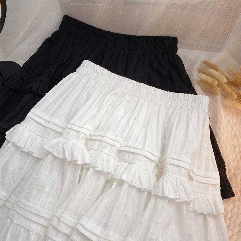 Słodka i pasująca do wszystkiego spódniczka ciastkowa, krótka spódniczka w koreańskim stylu letnim, elastyczna i z wysokim stanem, aby zapobiec odsłanianiu