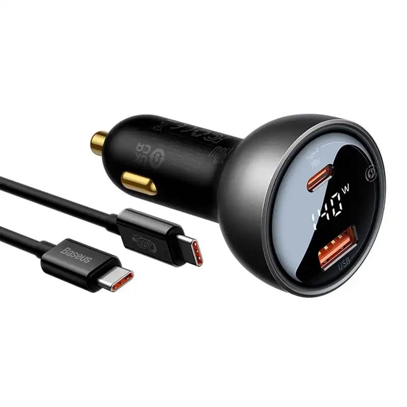 Ładowarka Samochodowa Baseus Superme Usb, Usb-C, 140W (Czarna)