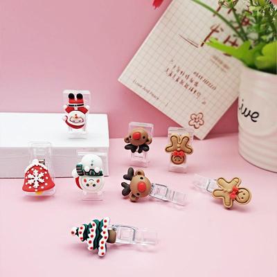 Transparent Christmas Cartoon Stationery Clip: Cute Sealing & Postcard Clip for High-Value Learning Supplies
