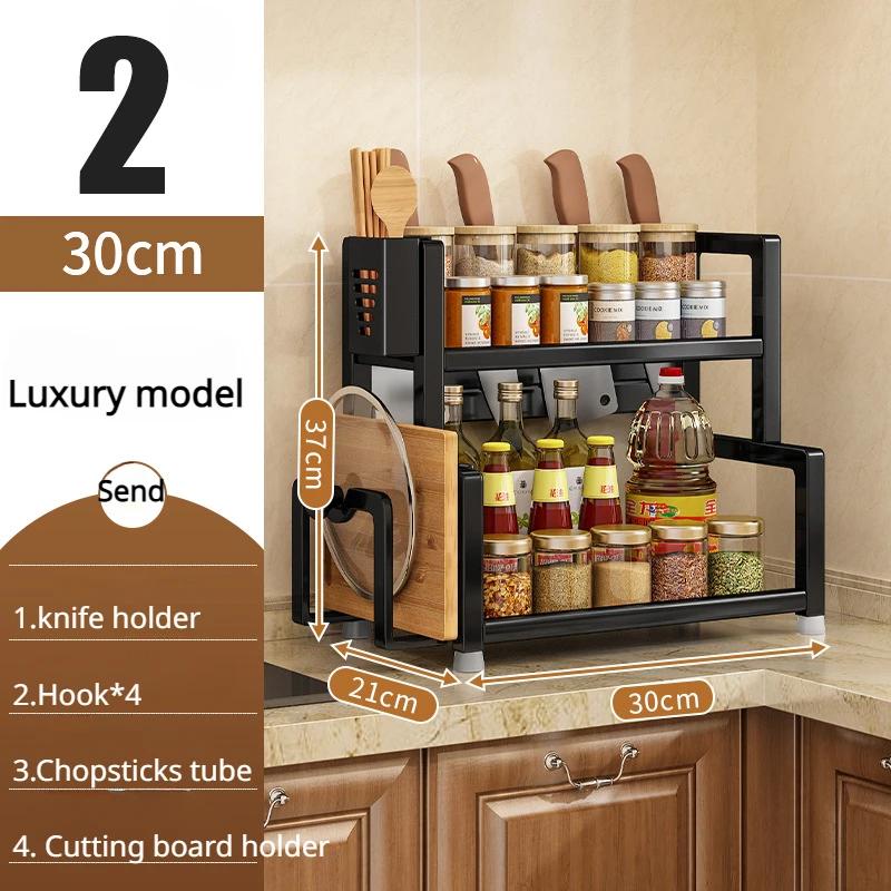 Kitchen Storage Rack Stainless Steel Seasoning Kitchenware Storage Rack Knife Spice Shelf Organizer Dish Organizer Accessories